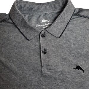 Tommy Bahama Mens XL Gray Polo Shirt Embroidered Marlin Short‎ Sleeve Casual